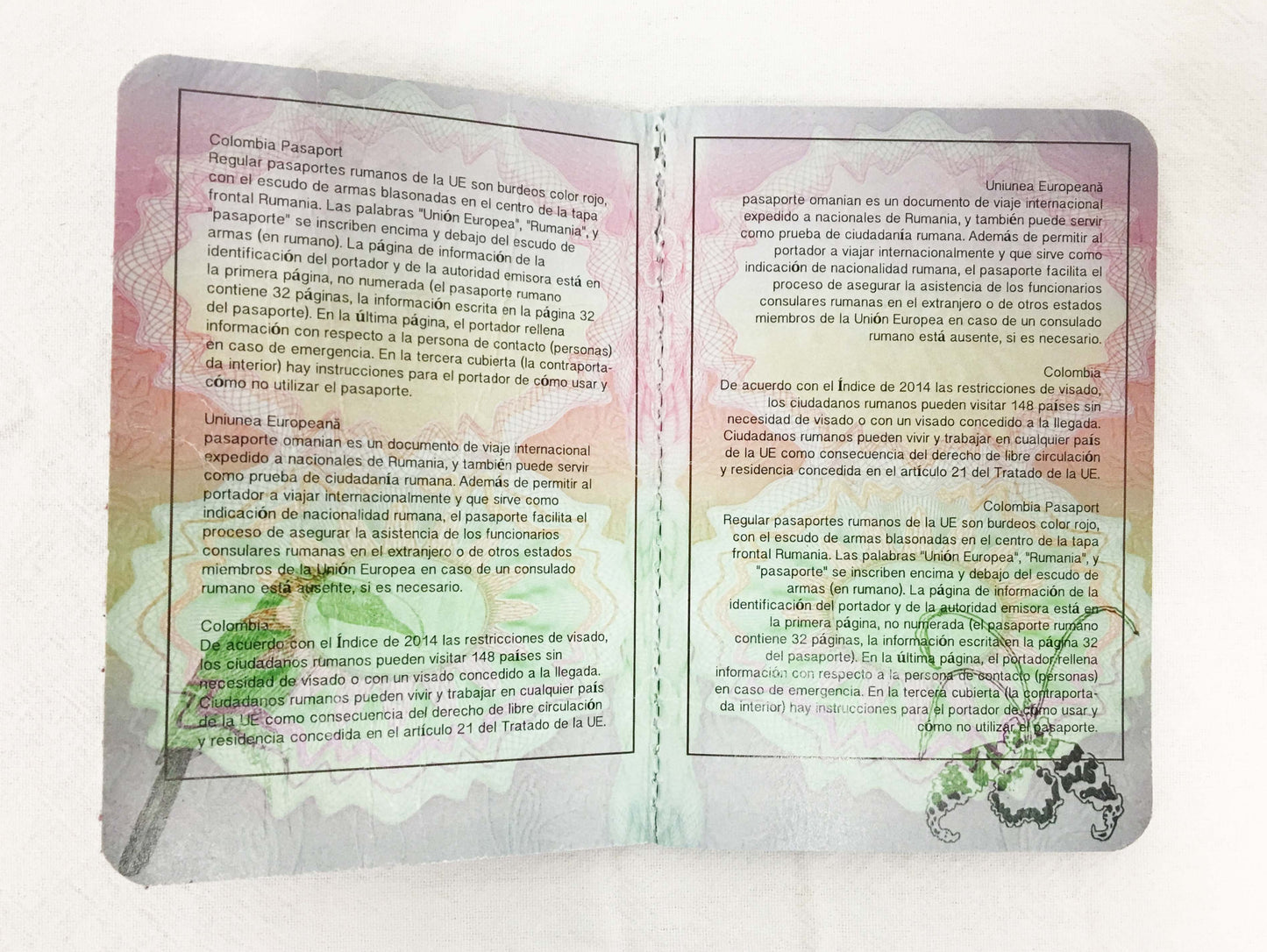 Imitation Colombian Passport