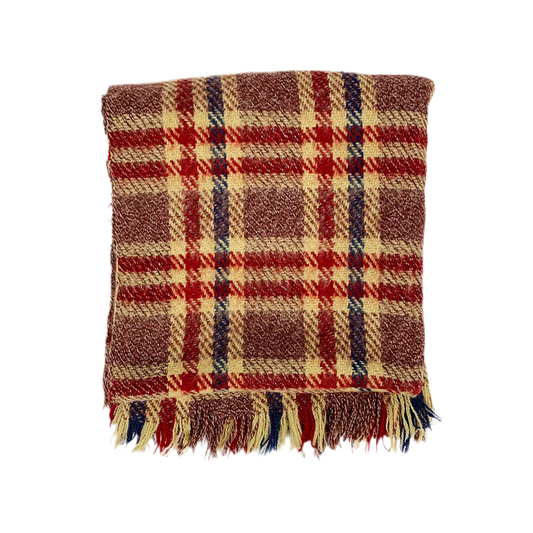 Red, Cream & Navy Tartan Blanket