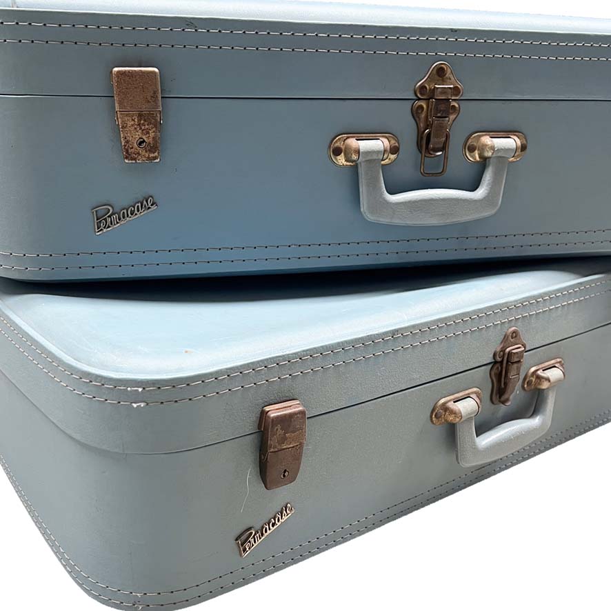 Vintage Dusty Blue Set of Suitcases #1