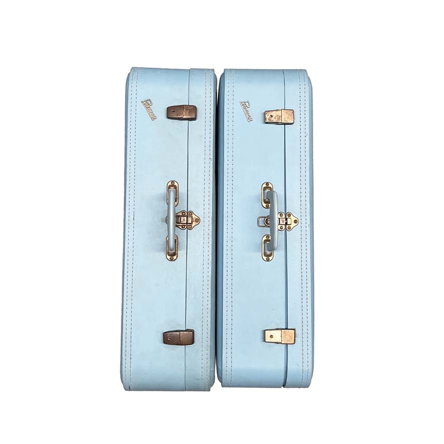 Vintage Dusty Blue Set of Suitcases #1