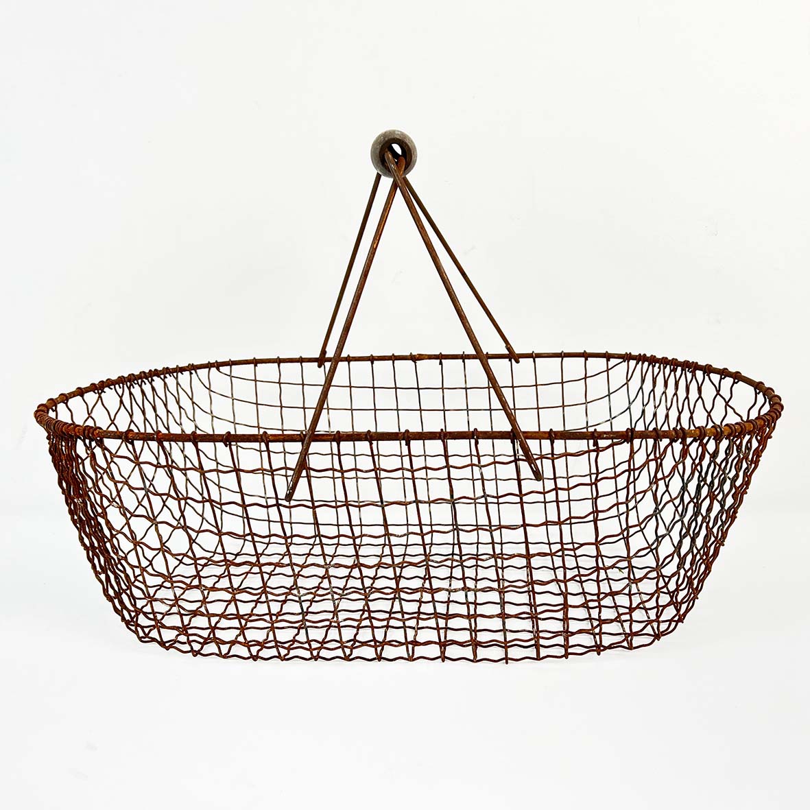 Wire Metal Basket with Wooden Handle