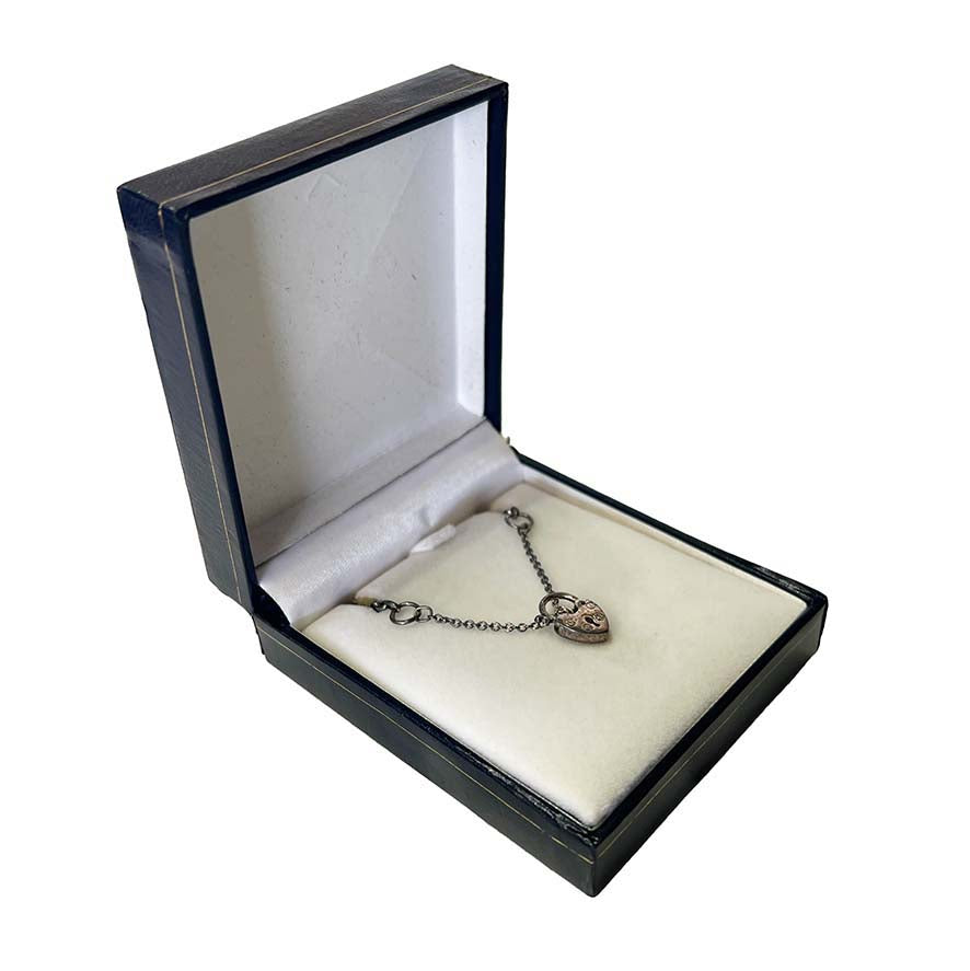 Black Leather Necklace / Bracelet Box with Gold Detail