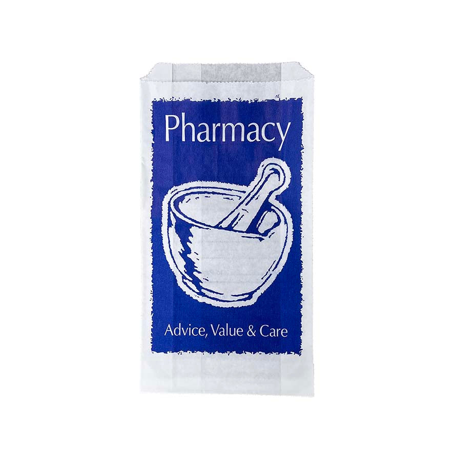 White Paper Pharmacy Bags (Various Sizes) - Price is for 5
