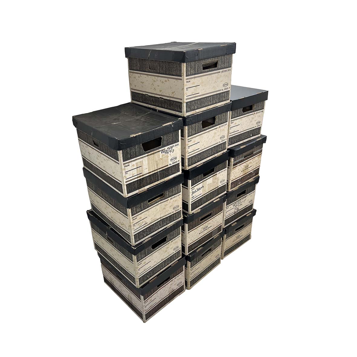 Vintage Wood Grain Archive/Bankers Box - Very Used Condition (Set of 13)