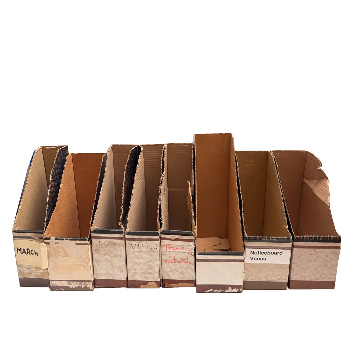 Vintage Wood Grain Magazine Files (Set of 8)