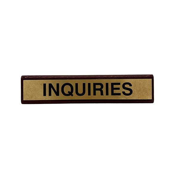 Inquiries Desk Plaque