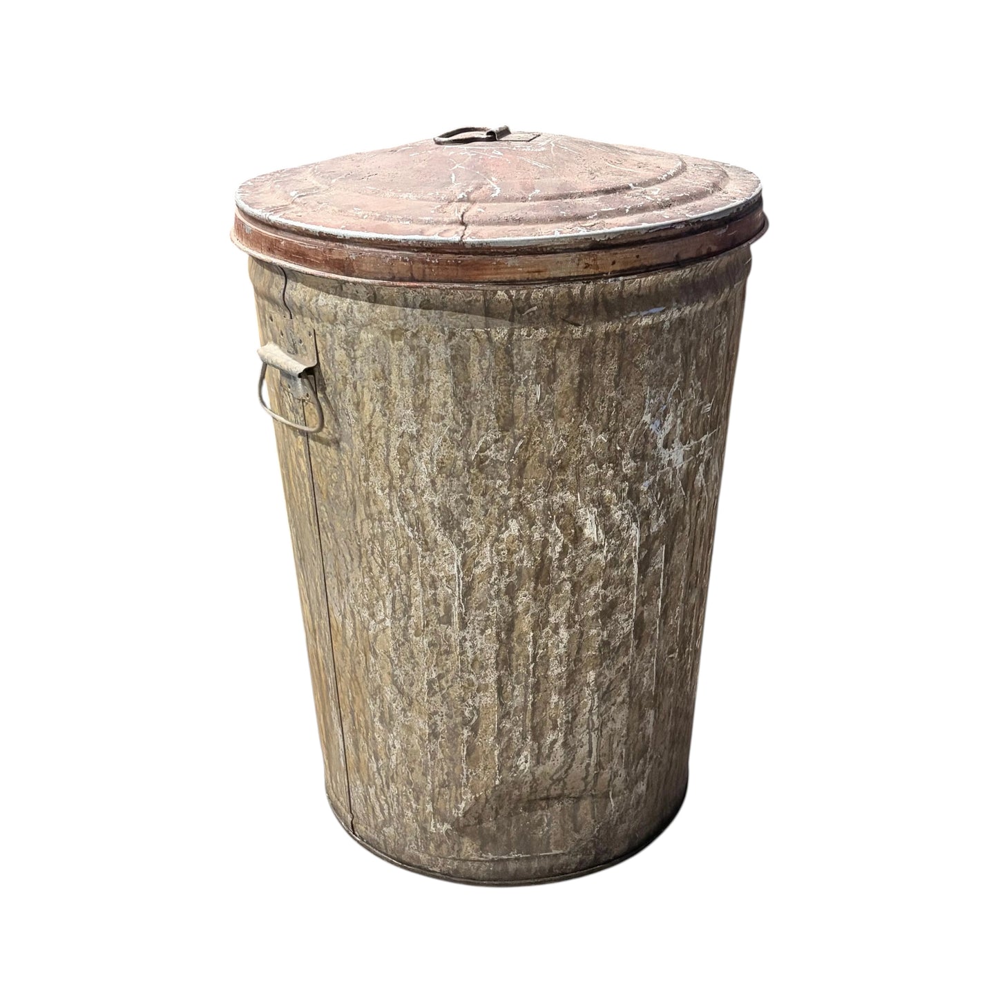Galvanised Metal Trash Can with Lid