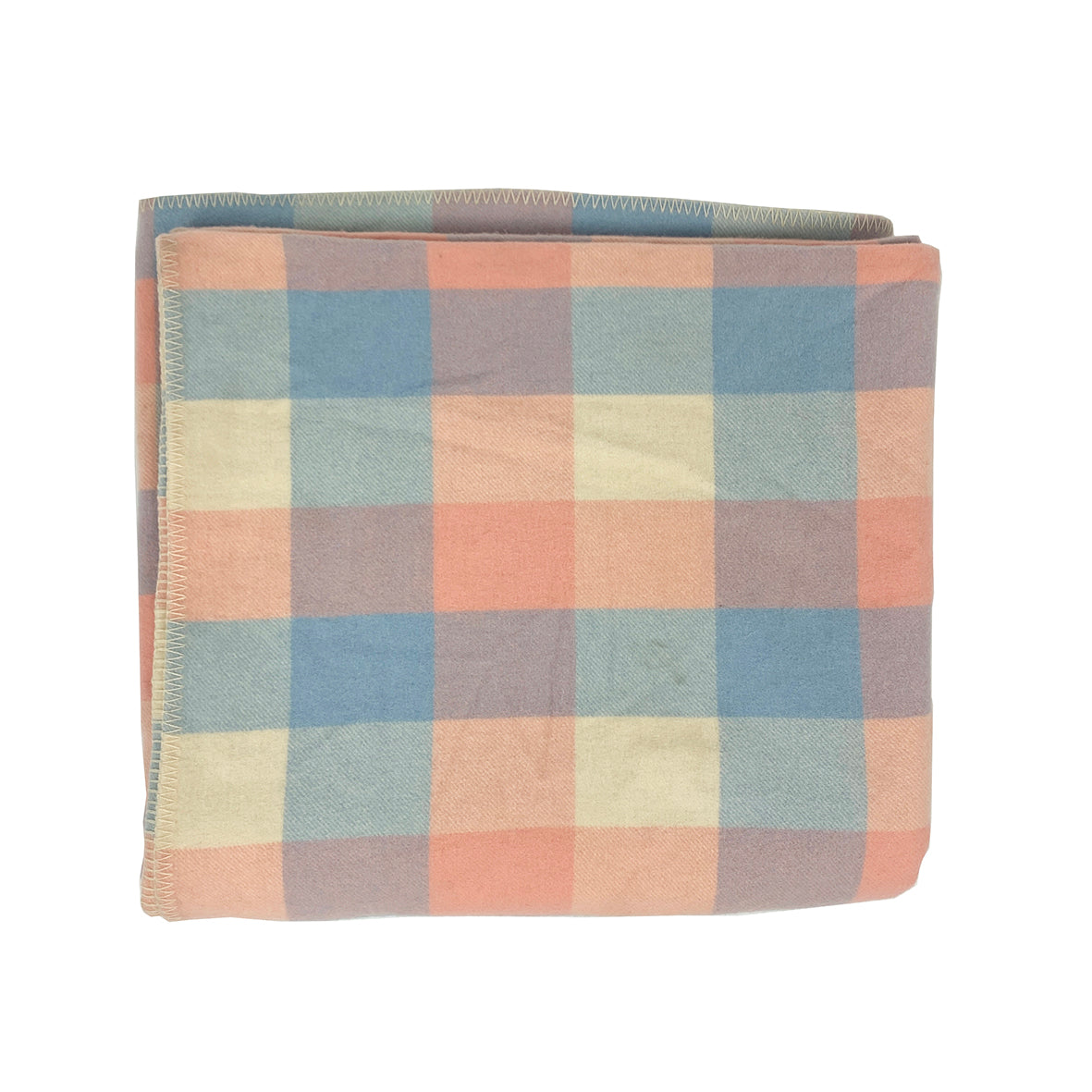 Blue, Pink & Cream Checkered Woolen Blanket