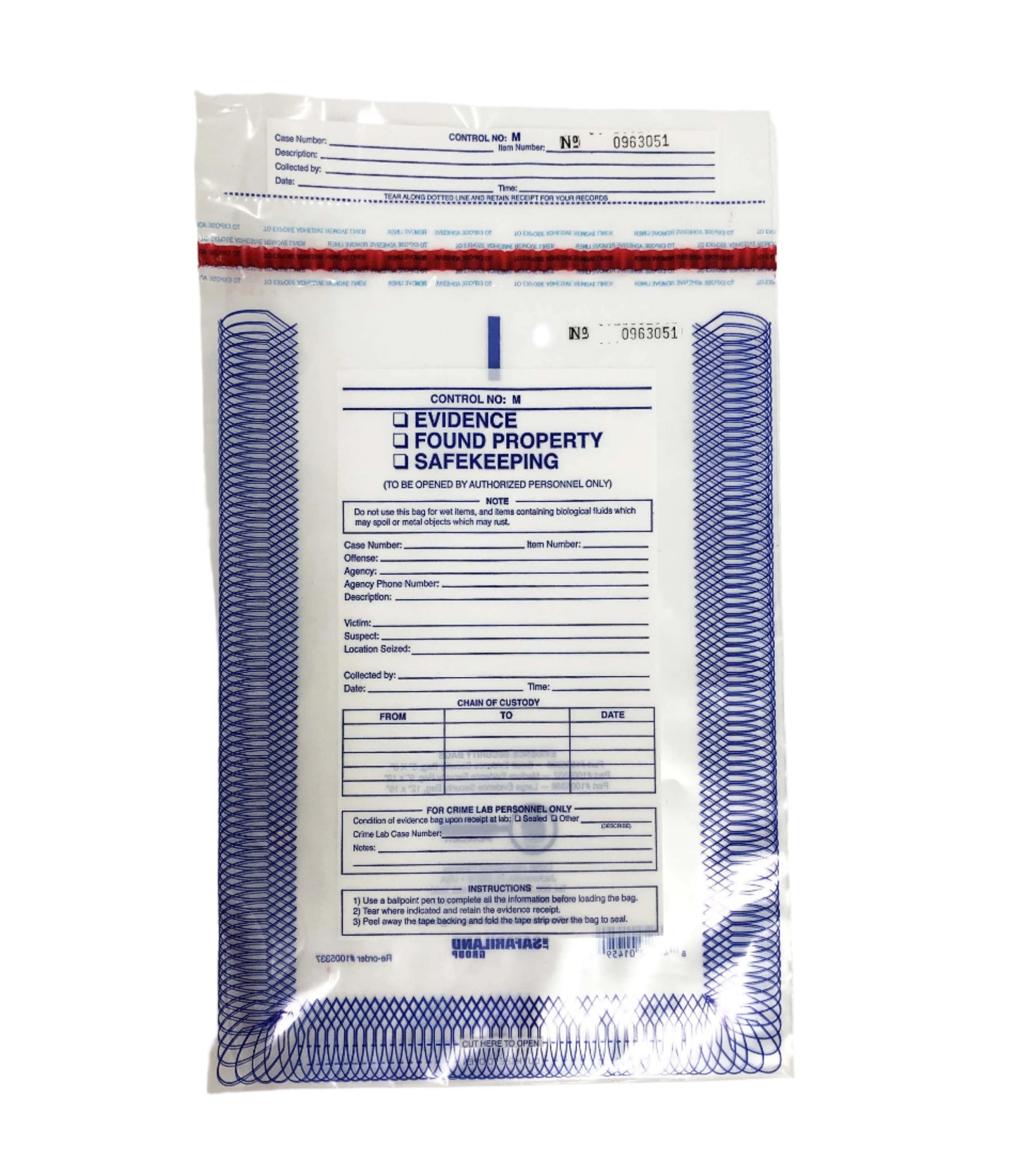 Evidence Bags - Blue (Various Sizes) - Price is for 5