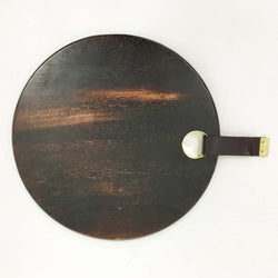 Round Dark Timber Serving Platter With Gold Detail