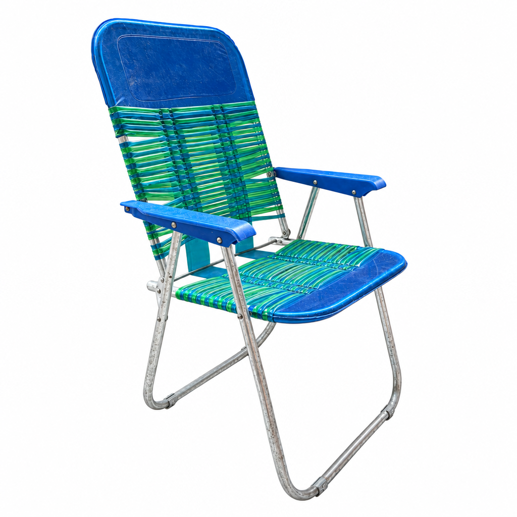 Vintage Blue Folding Beach Chair