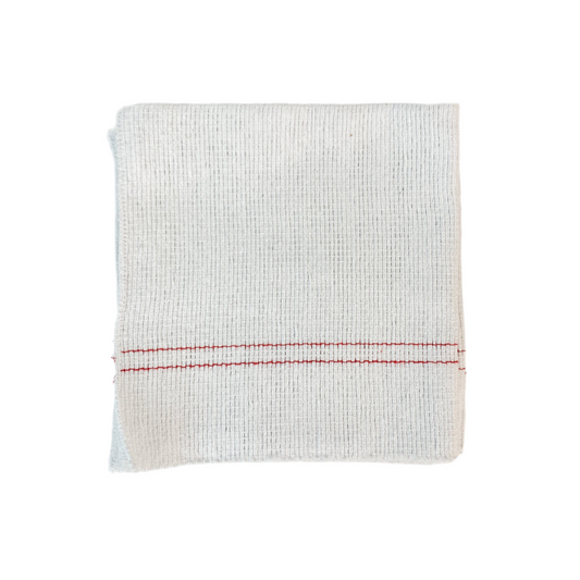 Set of Ribbed Tea Towels with Red Stripe