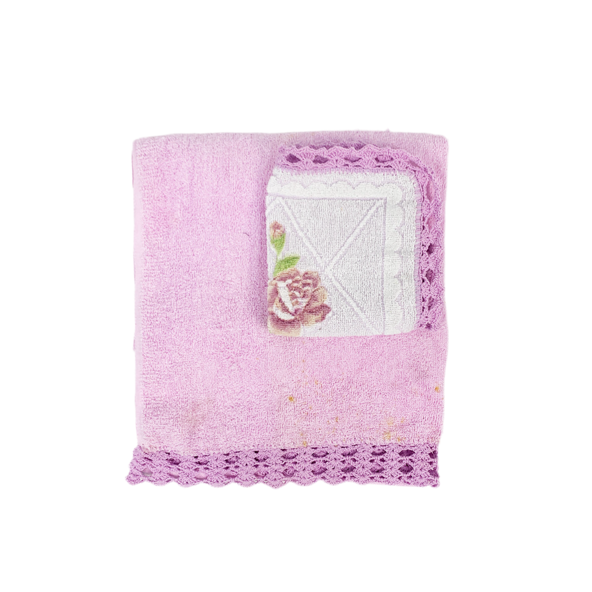 Vintage Purple Towel & Washer Set