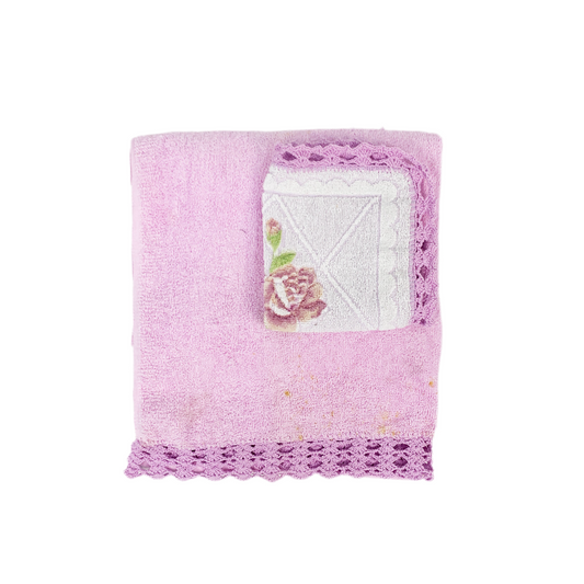 Vintage Purple Towel & Washer Set