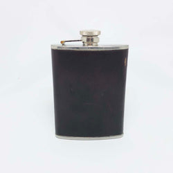 Brown Leather Wrapped Hip Flask