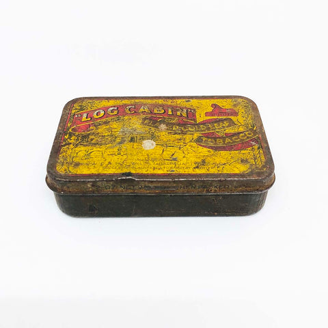 Vintage Log Cabin Tobacco Tin