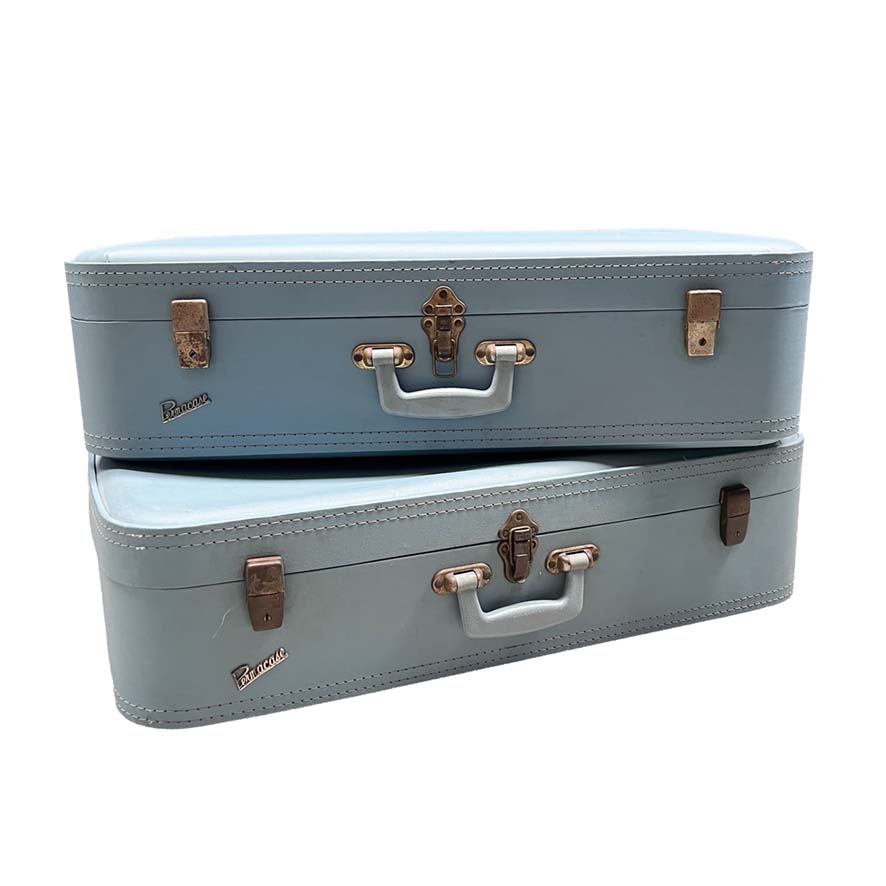 Vintage Dusty Blue Set of Suitcases #1