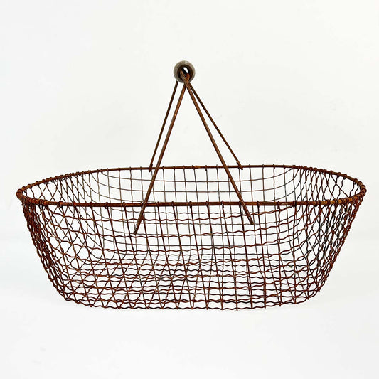 Wire Metal Basket with Wooden Handle