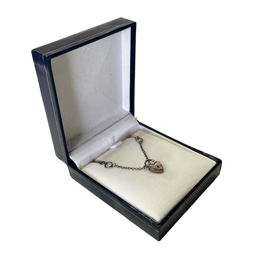 Black Leather Necklace / Bracelet Box with Gold Detail