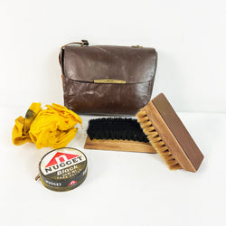 Boot Polishing Kit in Aged Leather Satchel