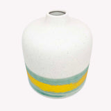 White Speckled Vase with Green & Gold Painted Detail