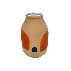 Decorative Ceramic Vase with Orange & Blue Detail