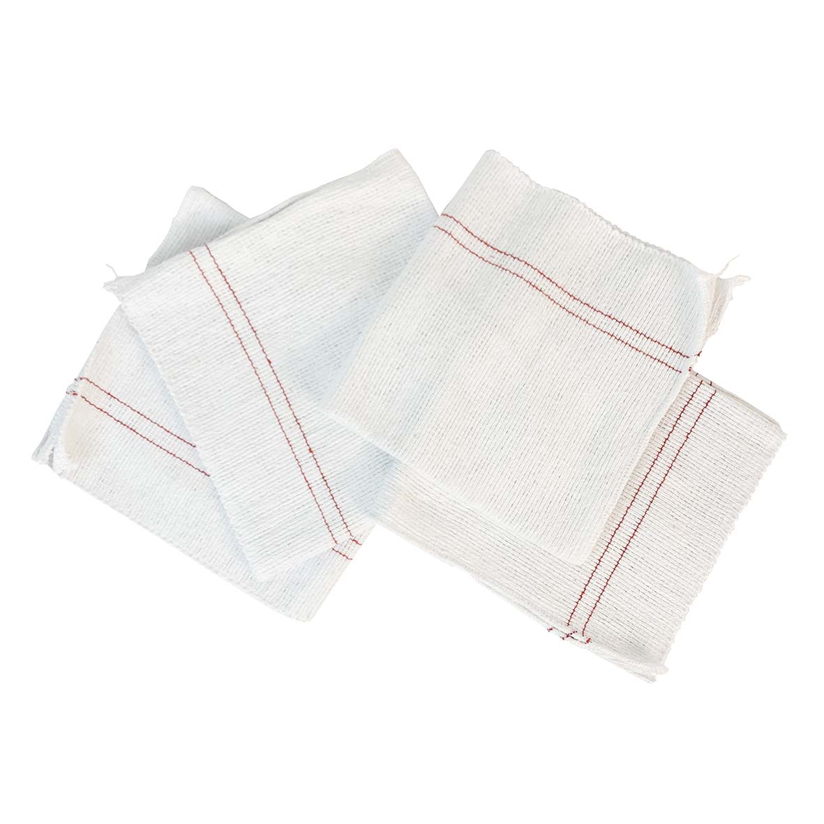 Set of Ribbed Tea Towels with Red Stripe