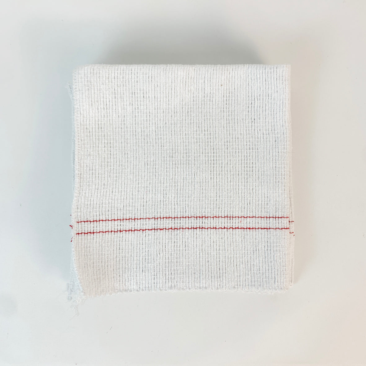 Set of Ribbed Tea Towels with Red Stripe