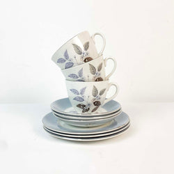 Lilac Flower & Leaf Cup, Saucer & Side Plate Set