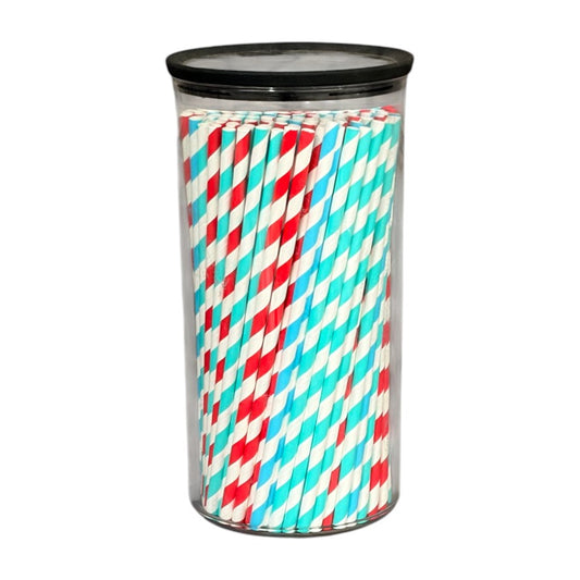Clear Canister with Paper Straws