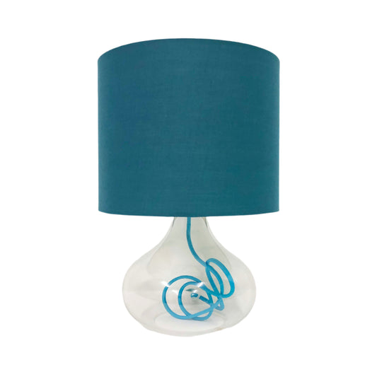 Glass Table Lamp With Teal Shade