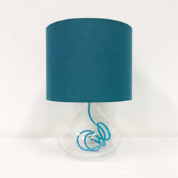 Glass Table Lamp With Teal Shade