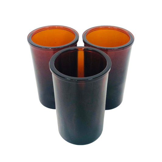 Amber Glass Tea Light Holders