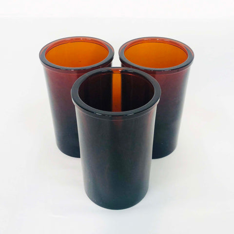 Amber Glass Tea Light Holders