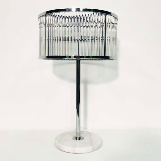 Large Glass Shade and Marble Base Table Lamps