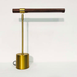 Brass and Wood Linear Lamps