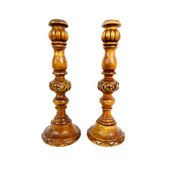 Wooden Pair of Candle Stick Holders
