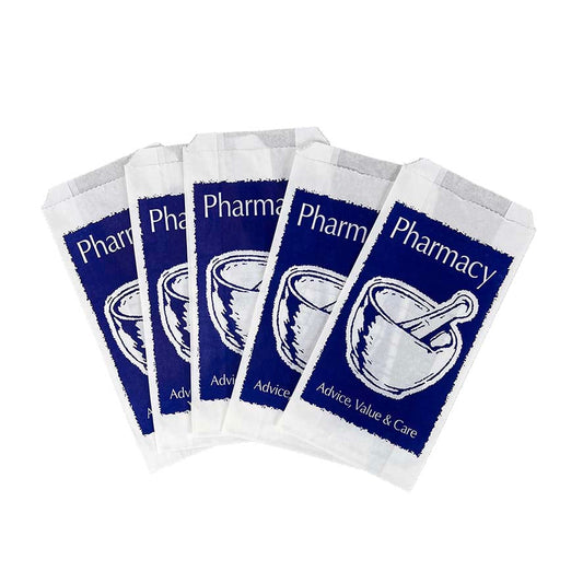 White Paper Pharmacy Bags (Various Sizes) - Price is for 5