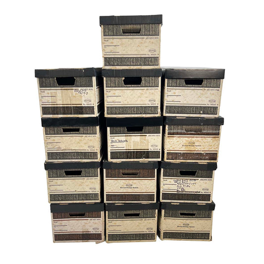 Vintage Wood Grain Archive/Bankers Box - Very Used Condition (Set of 13)