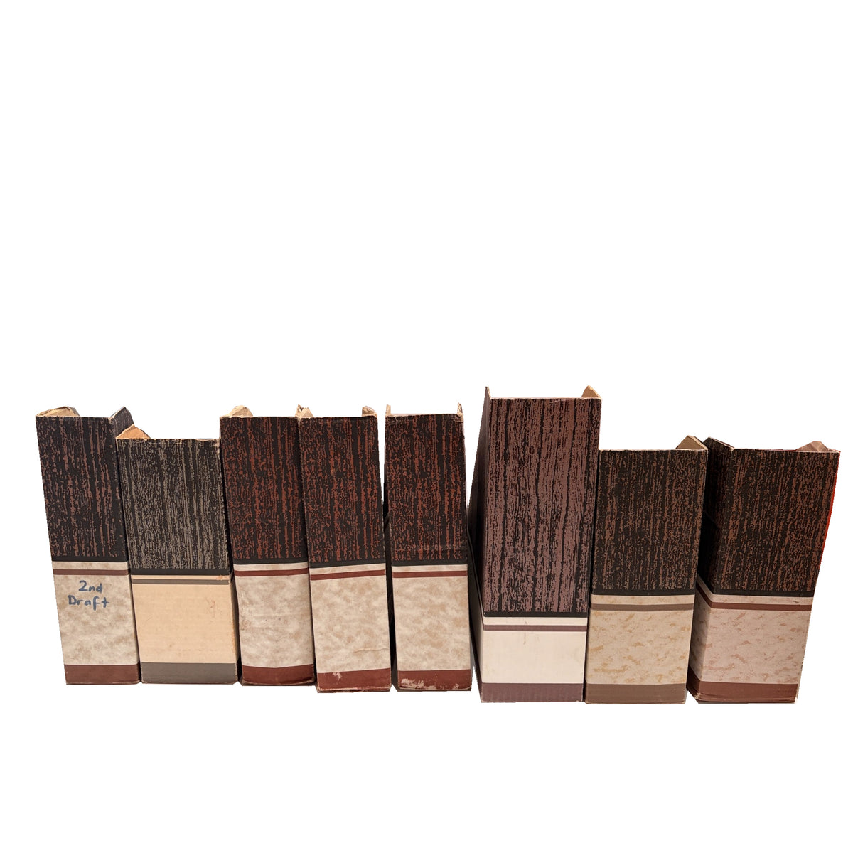 Vintage Wood Grain Magazine Files (Set of 8)