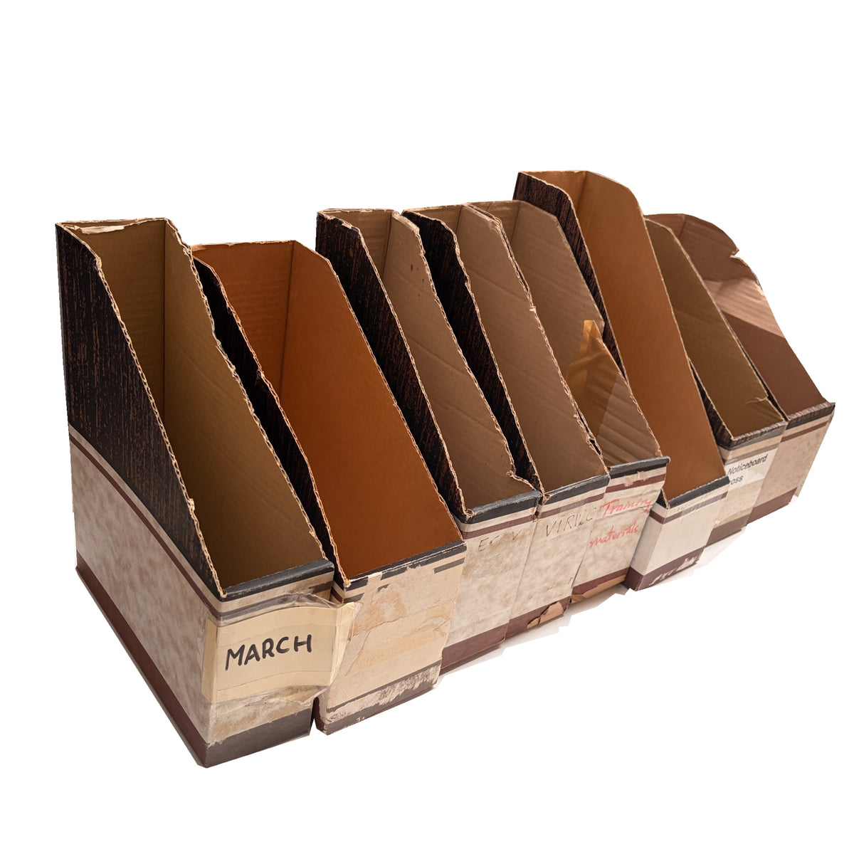 Vintage Wood Grain Magazine Files (Set of 8)