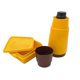 Yellow & Brown Thermos & Tupperware Set