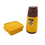 Yellow & Brown Thermos & Tupperware Set