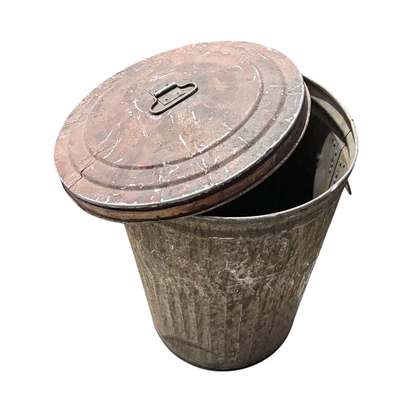 Galvanised Metal Trash Can with Lid