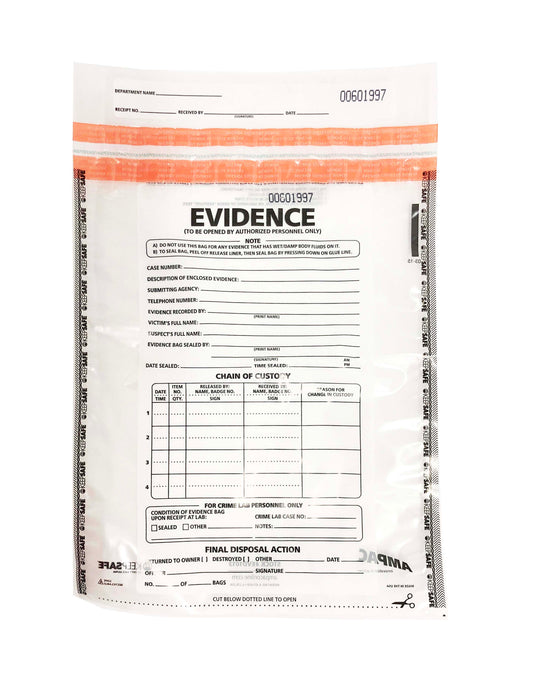 Evidence Bags - Orange (Various Sizes) - Price is for 5