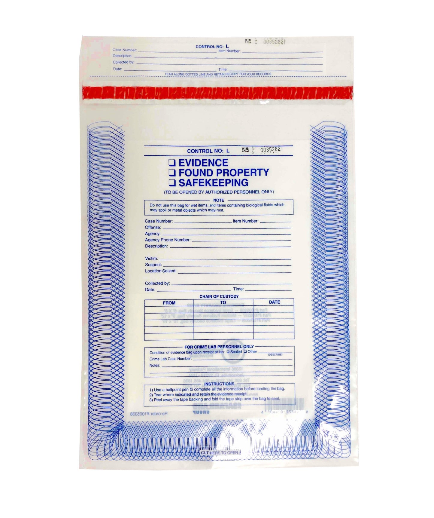 Evidence Bags - Blue (Various Sizes) - Price is for 5
