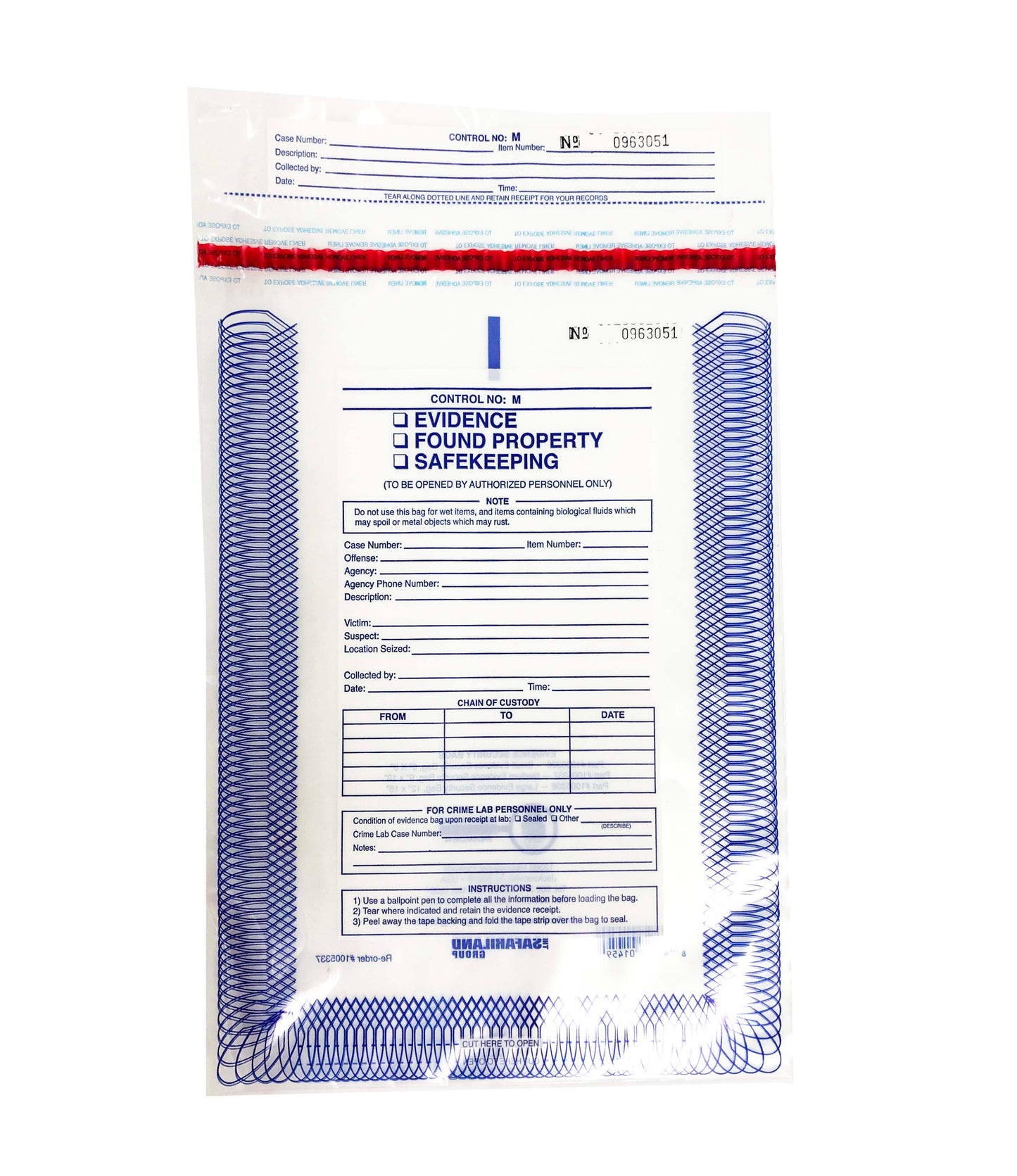 Evidence Bags - Blue (Various Sizes) - Price is for 5