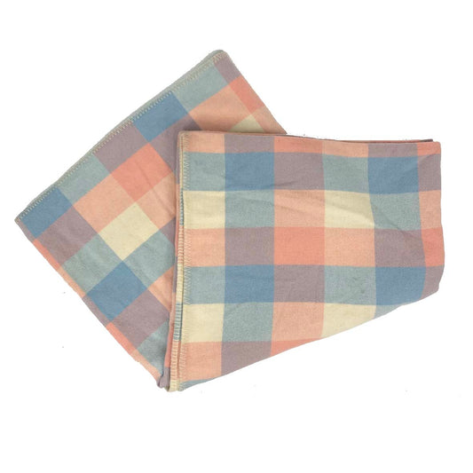 Blue, Pink & Cream Checkered Woolen Blanket