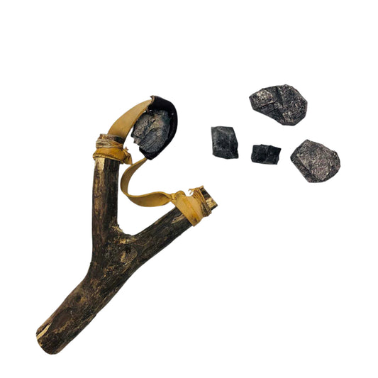 Classic Handmade Slingshot with Real & Soft Rocks