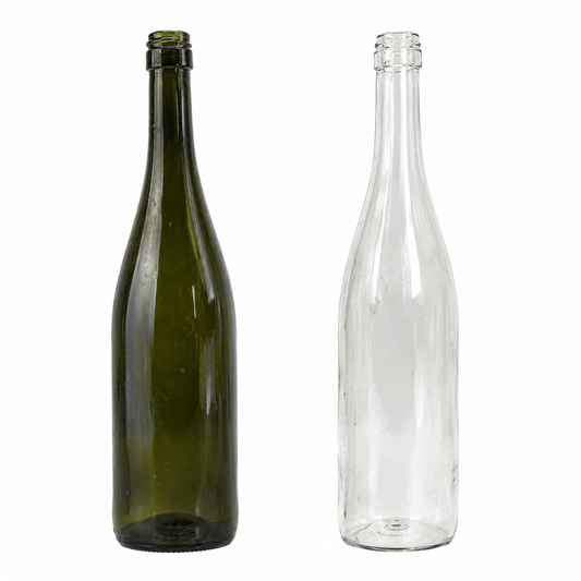 Breakaway Glass Wine Bottle - Burgandy Style - (Green & Clear)